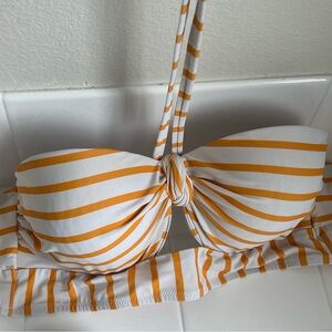 Striped Yellow and White Bikini Top